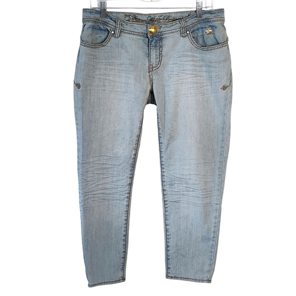 Apple Bottoms Low Rise Cropped Jeans Juniors 9/10 Embroidered Y2K 2000s
